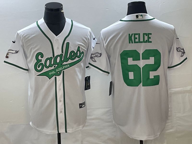 Men Philadelphia Eagles 62 Kelce White Co Branding Game NFL Jersey style 2